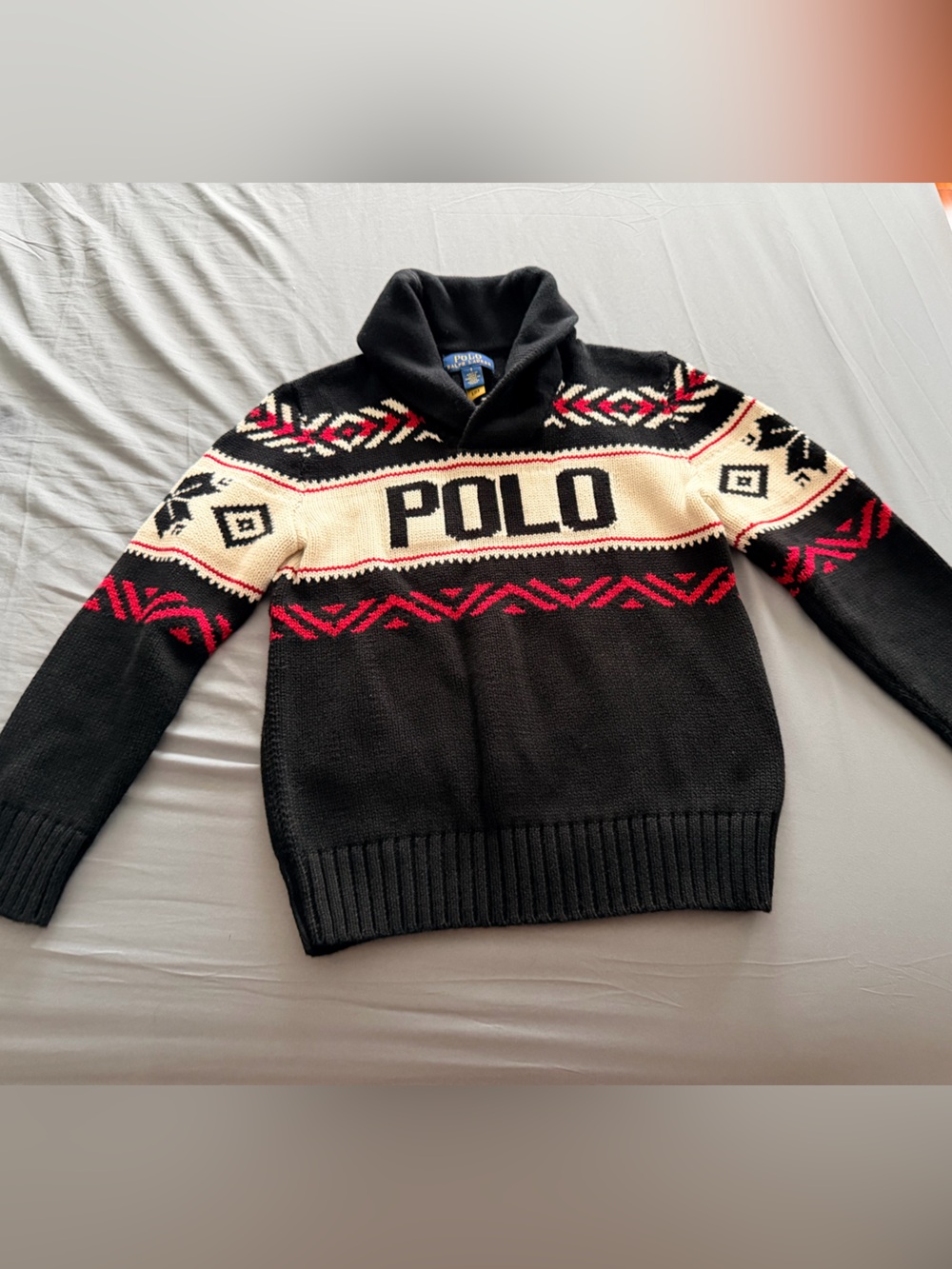 Polo by Ralph Lauren Black, Cream & Red Fair Isle Turtleneck Sweater